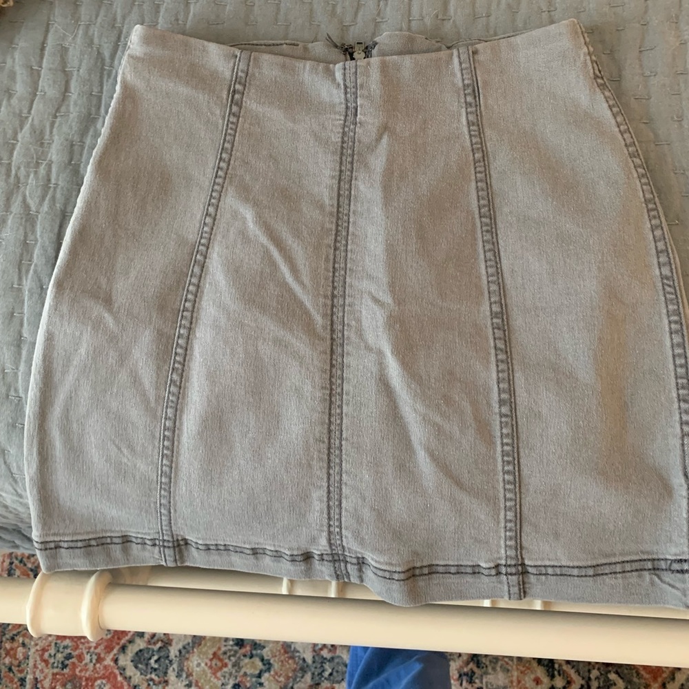 Free People Gray Denim Skirt